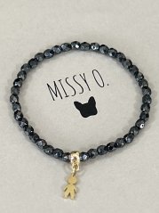 Šedý korálkový náramek s panáčkem