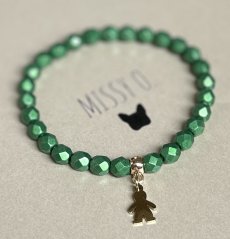Ostře zelený korálkový náramek s panáčkem 6mm