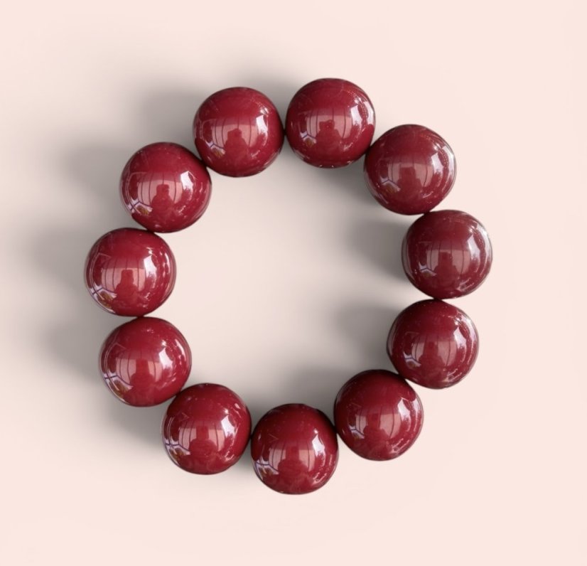 Burgundy masivní kuličkový náramek