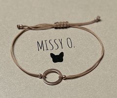 Šňůrkový náramek s kroužkem rose gold