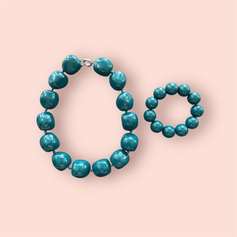 Petrolejově modrý masivní a naprosto originální náhrdelník