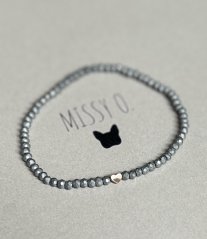 Šedá sklíčka s rose gold srdíčkem