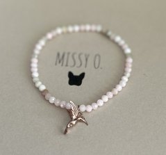 Růžový opál facetovaný s kolibříkem rose gold