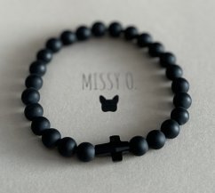 Matný onyx s křížkem Swarovski