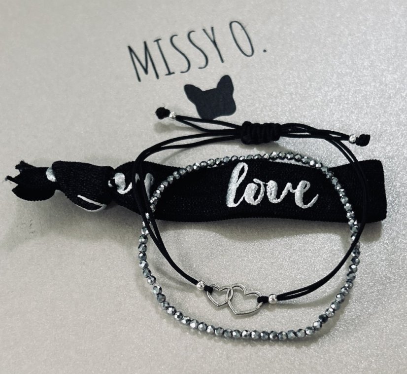 Sada SILVER BLACK Hearts
