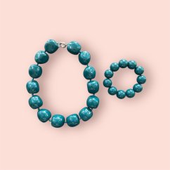 Petrolejově modrý masivní a naprosto originální náhrdelník